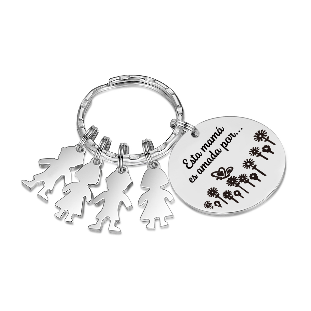 A mi mamá - Llavero con 4 nombres personalizados en "niños"-Jessemade ES