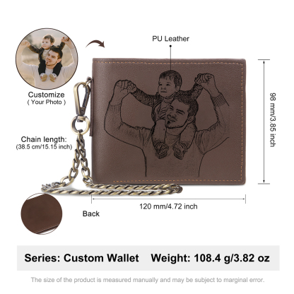 Cartera, billetera personalizada con 1 foto monedero para hombre-Jessemade ES