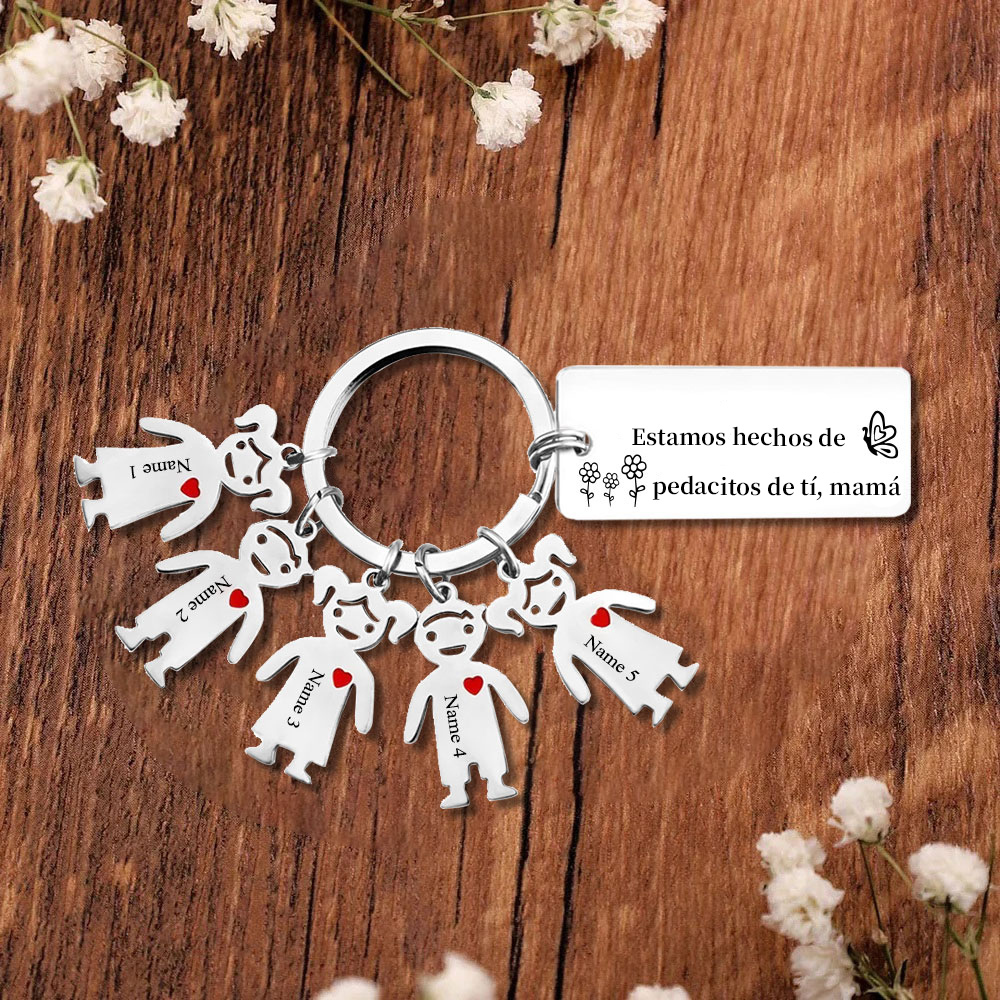 A mi mamá - Llavero 1-6 Nombres Personalizado con Charms de Niños-Jessemade ES