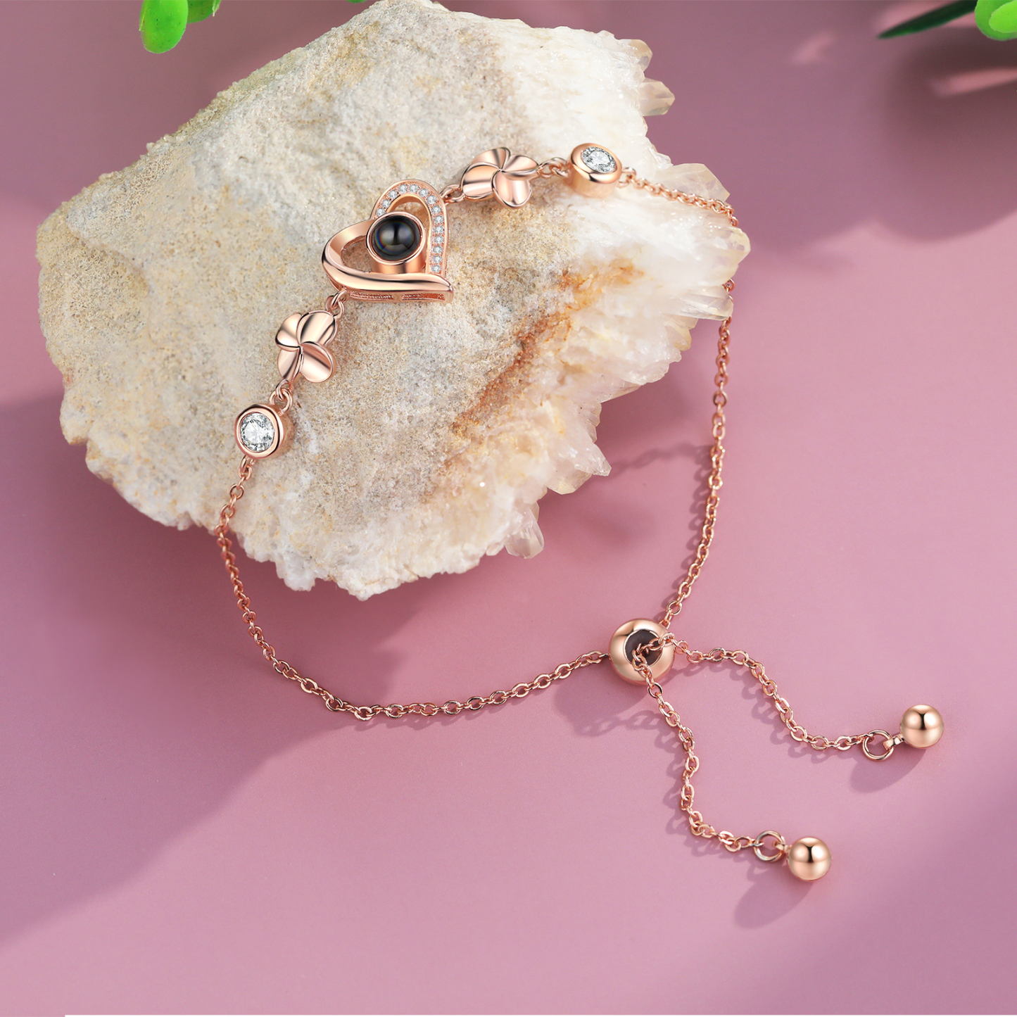 Pulsera de corazón con proyección de foto en color para mujer Brazalete de proyección-Jessemade ES