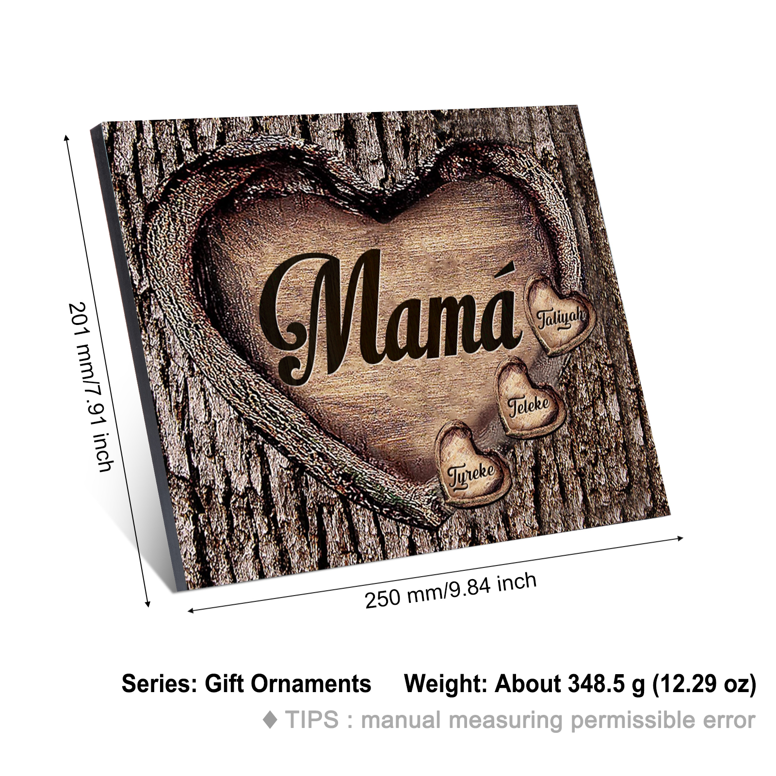 A mi mamá-Lámina marco de madera para mamá personalizado con 3 nombres-Jessemade ES