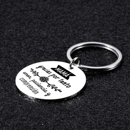 A mi mamá - Llavero de placa redonda "gracias mamá" con 1 foto personalizada-Jessemade ES