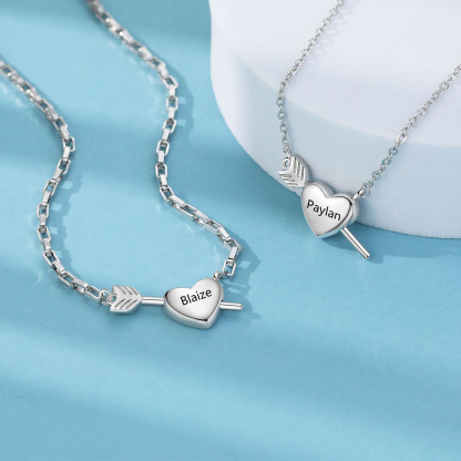 Collar de flecha en el corazón personalizado con 1 nombre para pareja-Jessemade ES