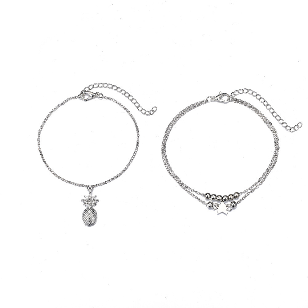 Pulsera de tobillo dos cadenas para mujer regalo de verano-Jessemade ES