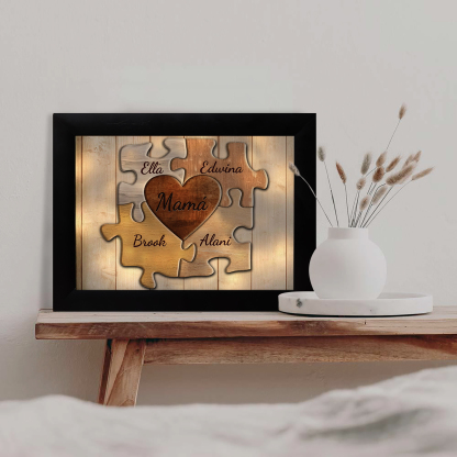 A mi abuela-Marco de 3-9 nombres personalizados rompecabezas de plástico con lámpara-Jessemade ES
