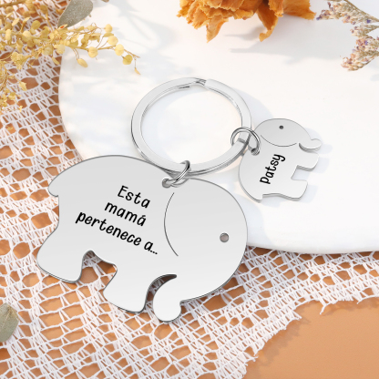 A mi mamá/abuela - Llavero con 1 nombre personalizado en elefante con texto-Jessemade ES