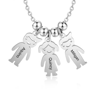 Collar para mujer personalizado con 1-5 nombres con dijes de niños