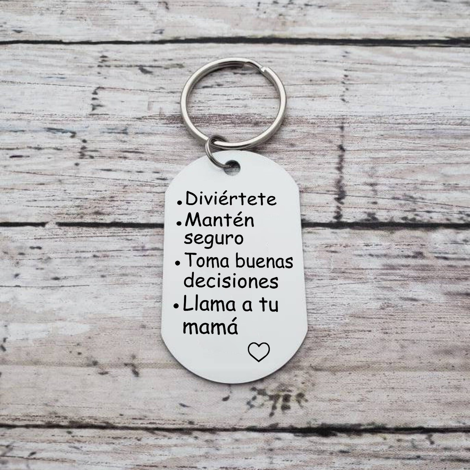 A mi hijo-Llavero de placa "Diviértete Mantén seguro" de padres y abuelos-Jessemade ES