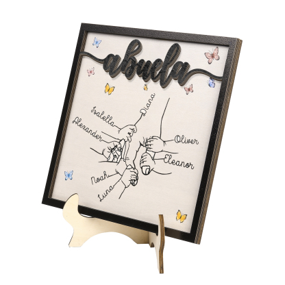 A mi abuela-Adorno 2-7 nombres personalizados decoración de madera mano con manitos-Jessemade ES