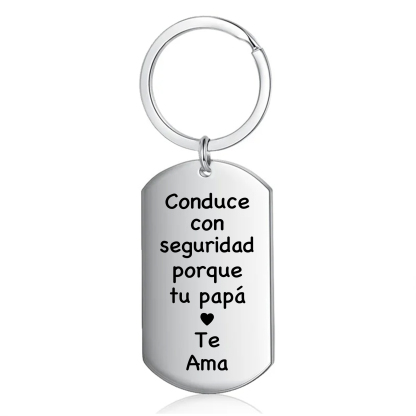 A mi hijo-Llavero de placa "Conduce con seguridad" de padres-Jessemade ES