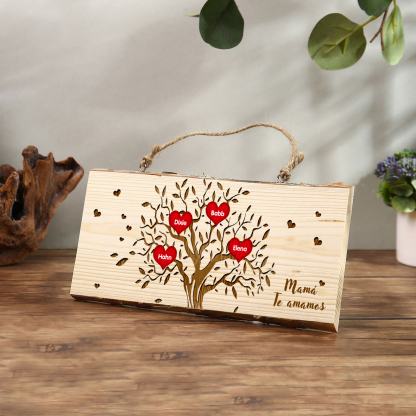 A mi mamá/abuela-Adorno de colgante personalizado con 2-6 nombres de madera árbol de la vida-Jessemade ES