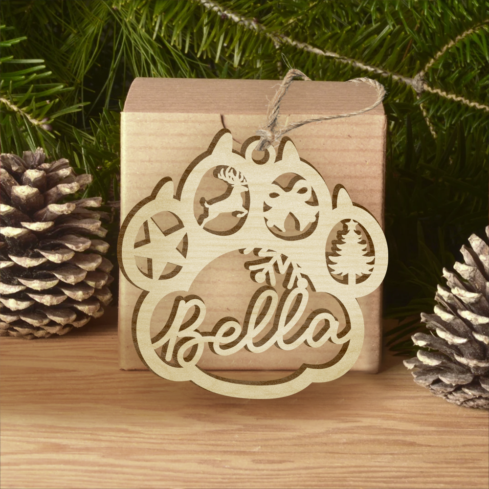 Navidad-Ornamento navideño de patas de perros y gatos 1 nombre personalizado