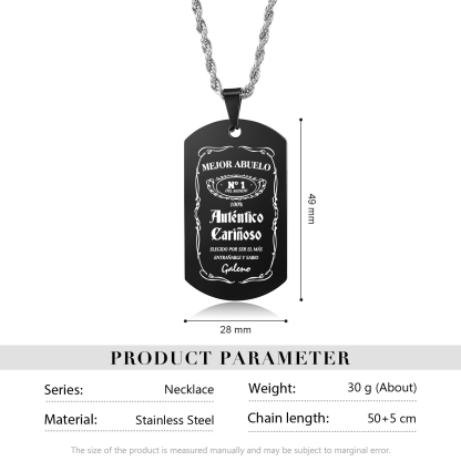 A MI ABUELO-Collar mejor abuelo de placa personalizada con 1 nombre-Jessemade ES