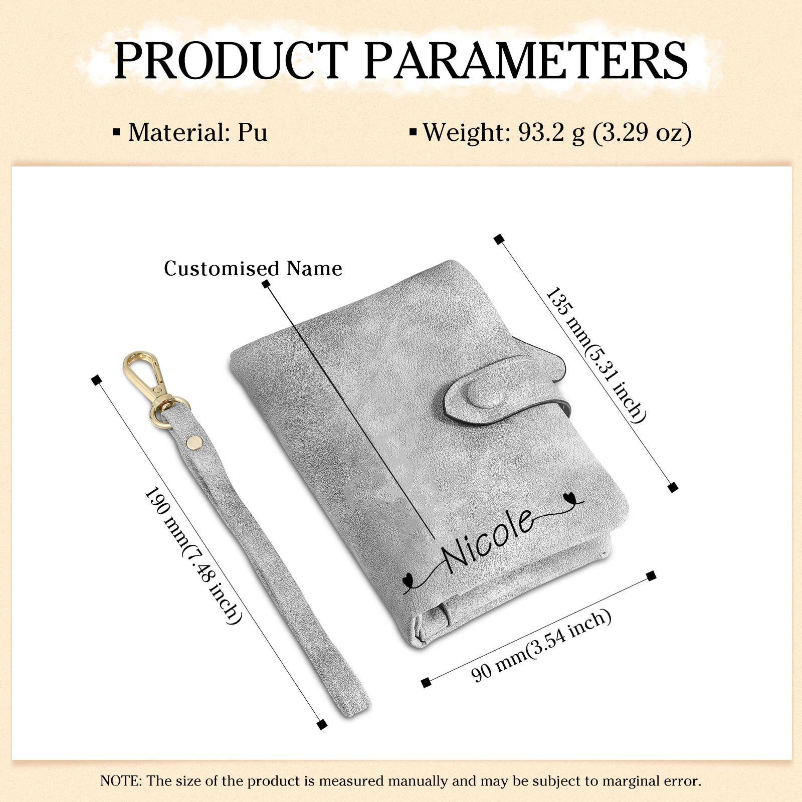 Cartera, billetera con 1 nombre, 1 fecha y 1 flor de nacimiento personalizados monedero clásico para mujer