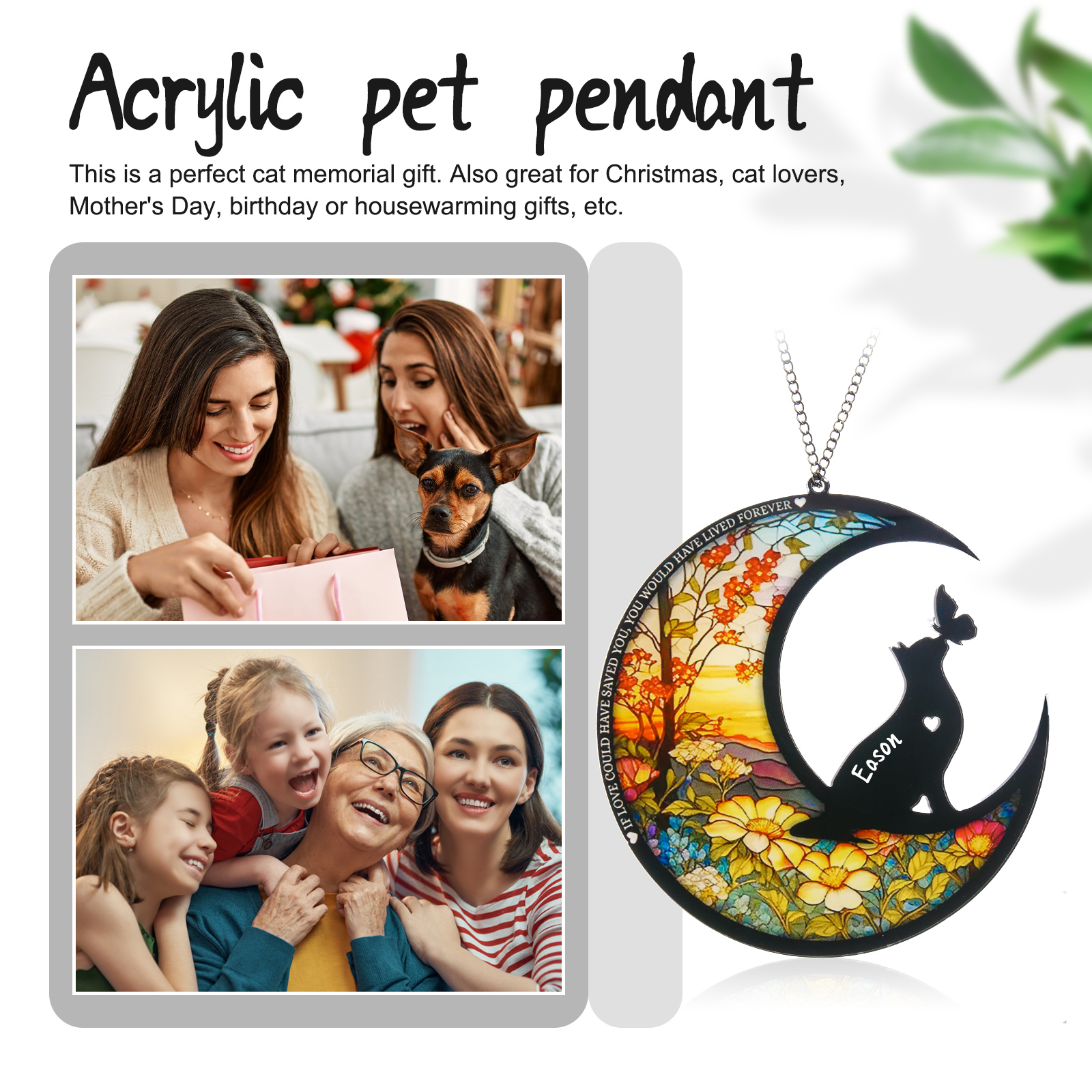Navidad-Silueta de Perro o Gato Ornamento Navideño 1 nombre personalizado