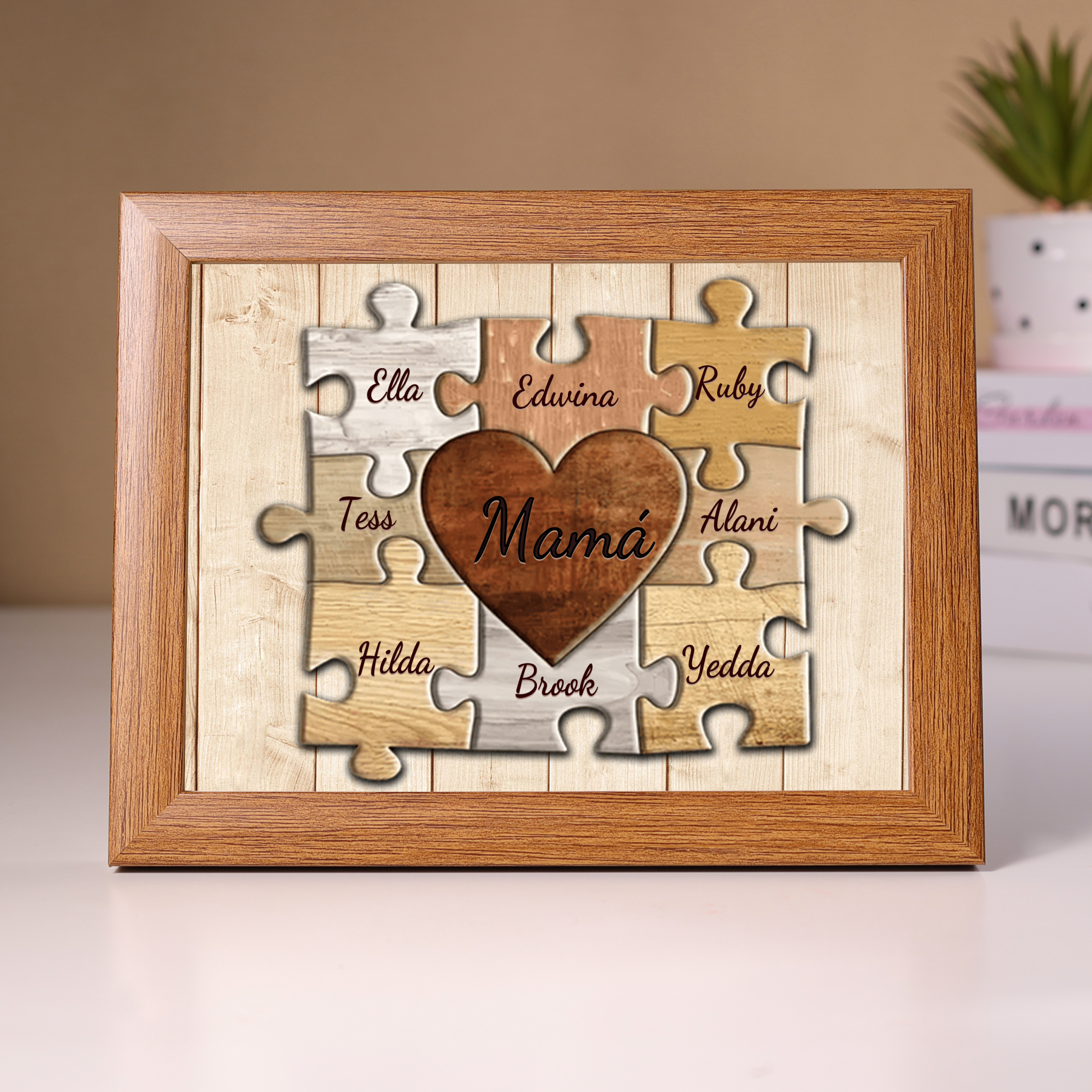 A mi mamá-Marco de 3-9 nombres personalizados rompecabezas de madera-Jessemade ES