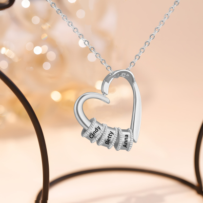 Collar colgante de corazón con 3 nombres personalizados en 3 aros-Jessemade ES
