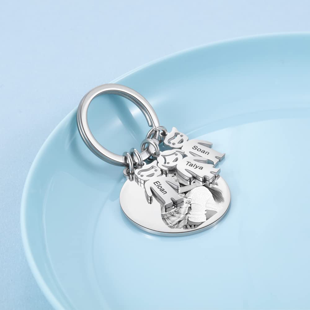 A mi tía - Llavero 4 Nombres Personalizado Con Charms 4 Niños con Foto y Texto-Jessemade ES