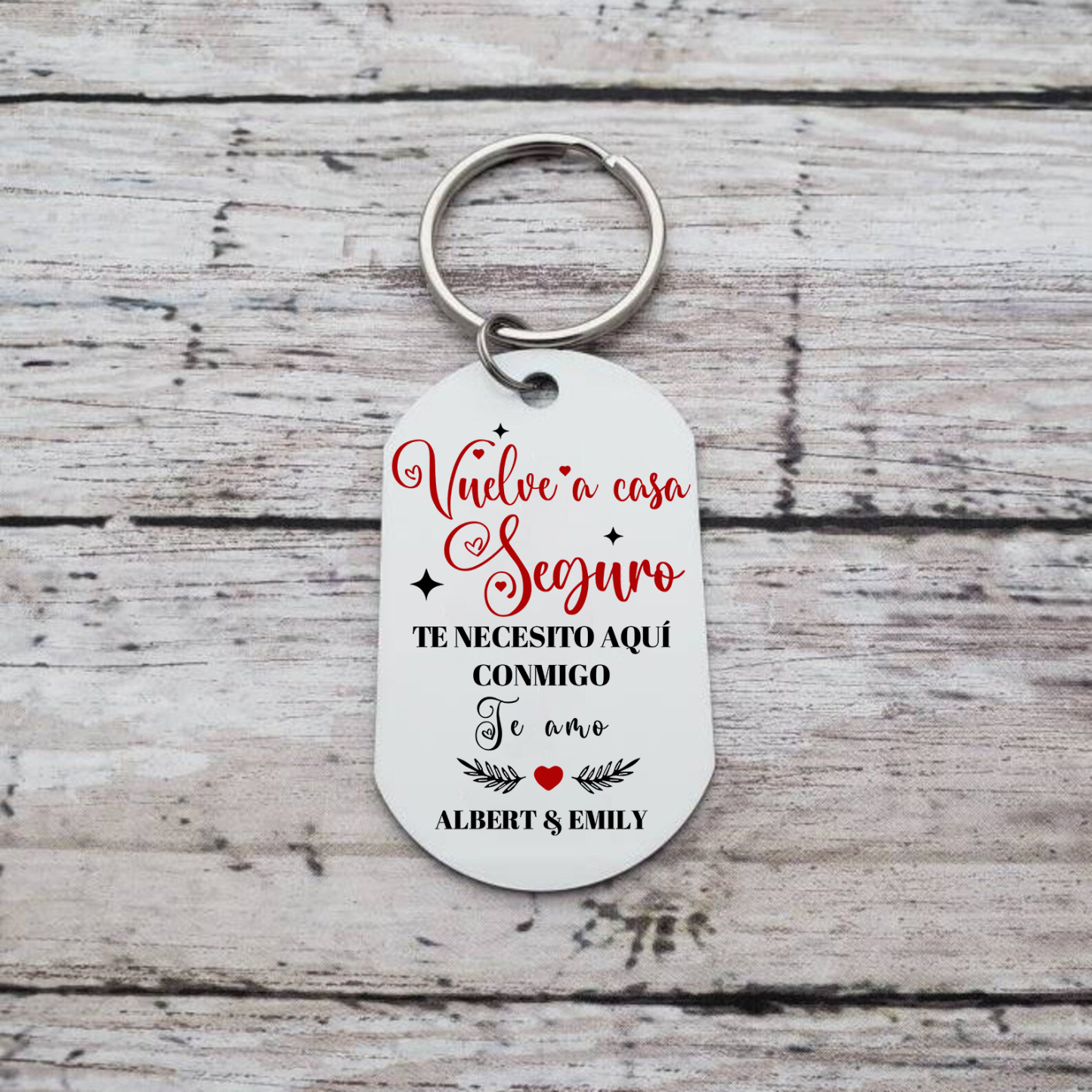 Llavero personalizado con 2 nombres y 1 foto para pareja-Jessemade ES