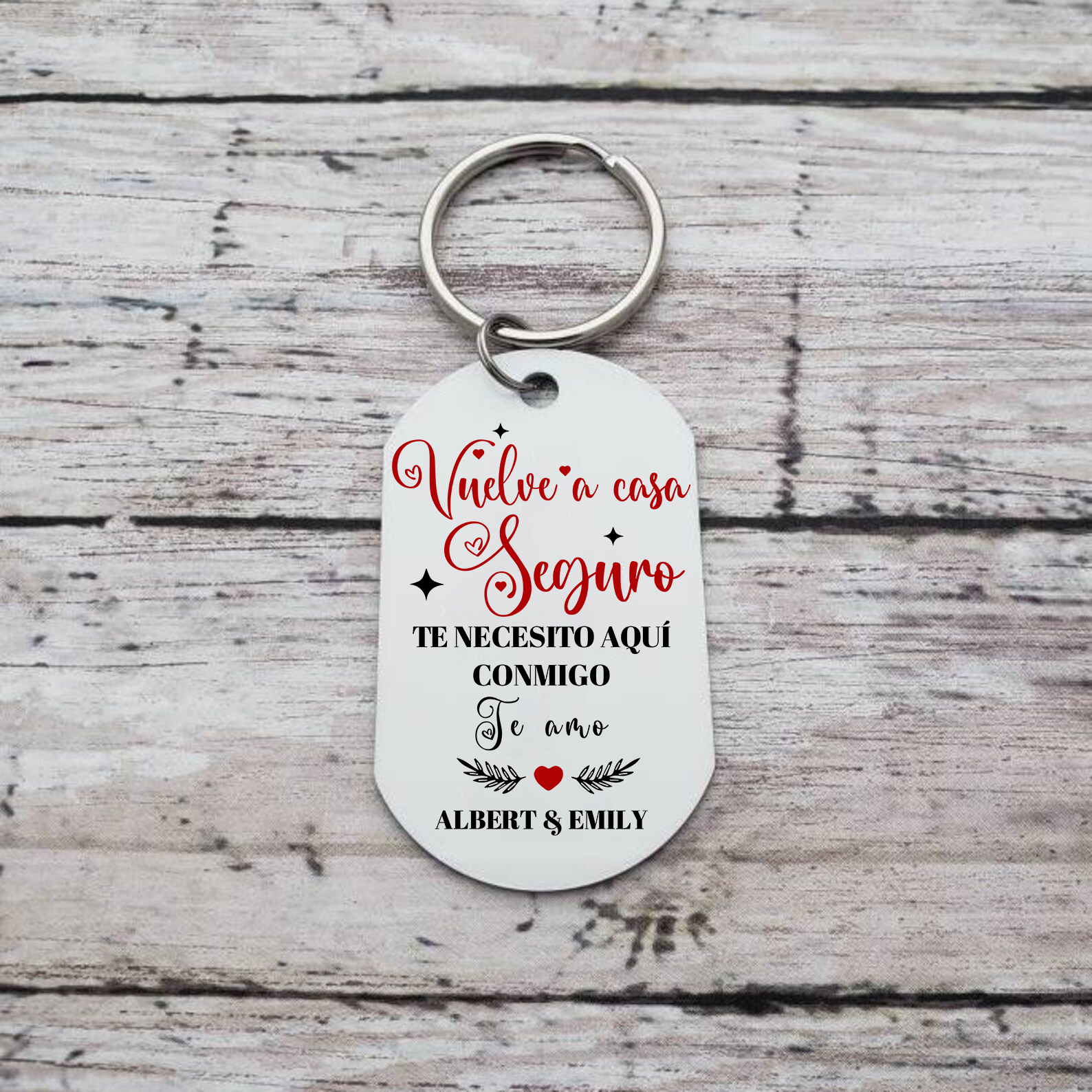 Llavero personalizado con 2 nombres y 1 foto para pareja-Jessemade ES