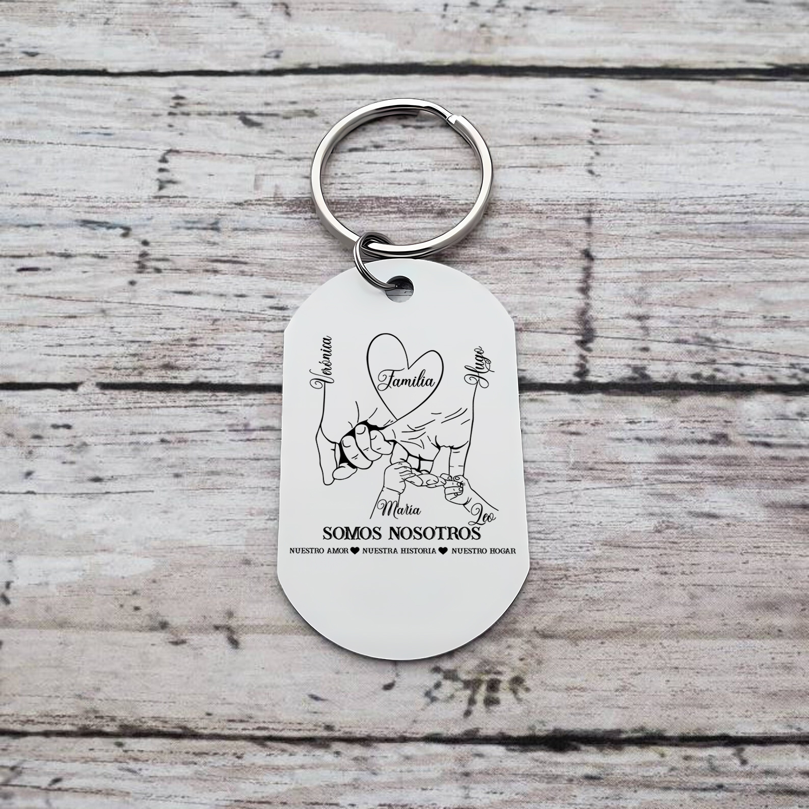 A familia-Llavero 2-6 Nombres Personalizados MANOS COGIDAS-Jessemade ES