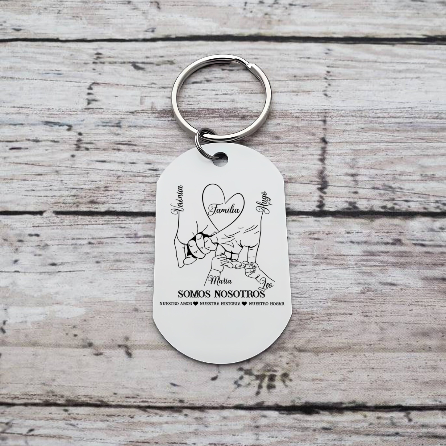 A familia-Llavero 2-6 Nombres Personalizados MANOS COGIDAS-Jessemade ES