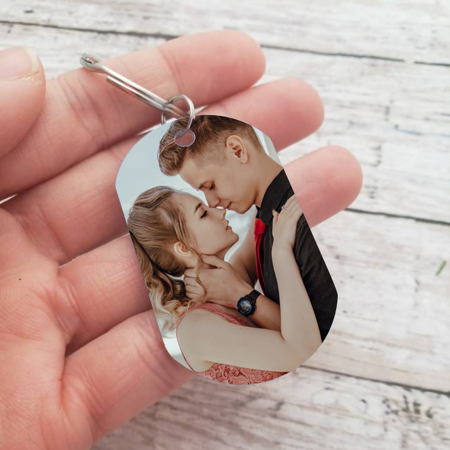 Llavero dedos cogidos personalizado con 2 nombres, texto, año y 1 foto para pareja-Jessemade ES