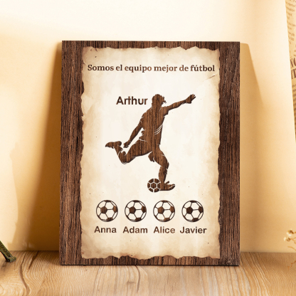 A mi papá - Lámina 2-7 nombres personalizados marco de madera equipo de fútbol-Jessemade ES