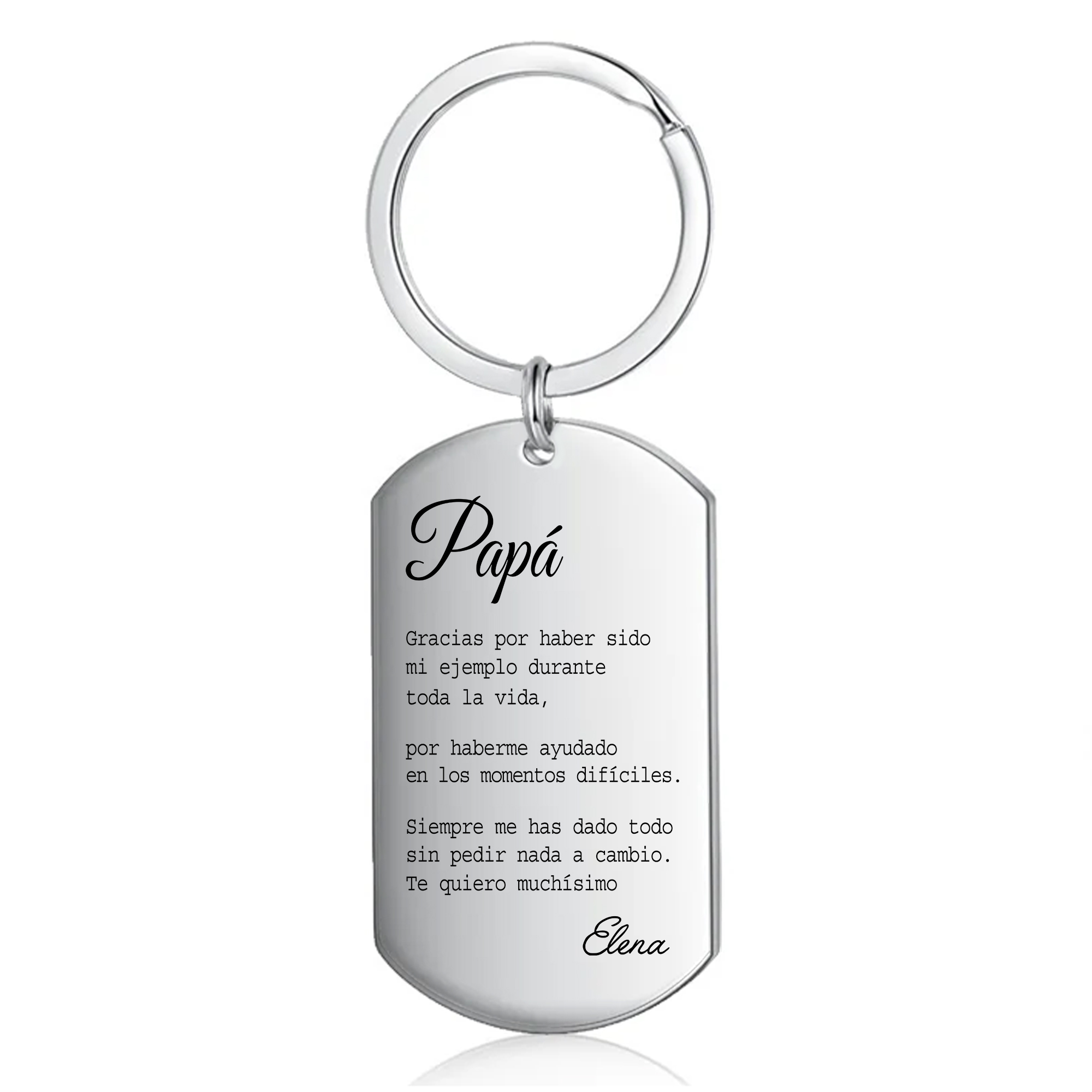 A mi papá-Llavero de placa con palabras amorosas personalizado con 1 nombre-Jessemade ES