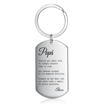 A mi papá-Llavero de placa con palabras amorosas personalizado con 1 nombre-Jessemade ES