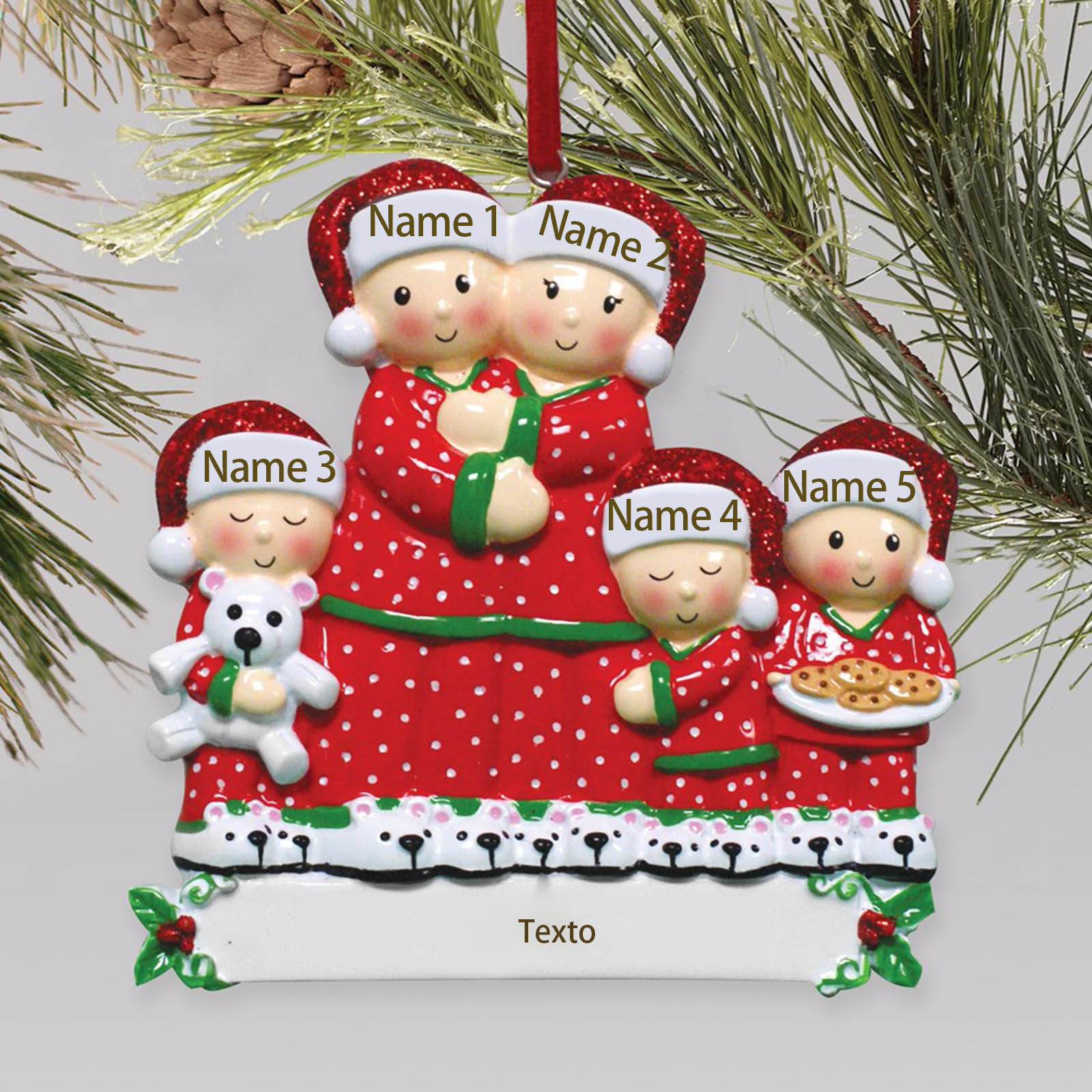Muñeco Adornos Navideños 5 Nombres y Texto Personalizados