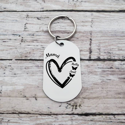 A mi mamá-Llavero 1-6 Nombres Personalizados CORAZÓN Y MARIPOSAS-Jessemade ES