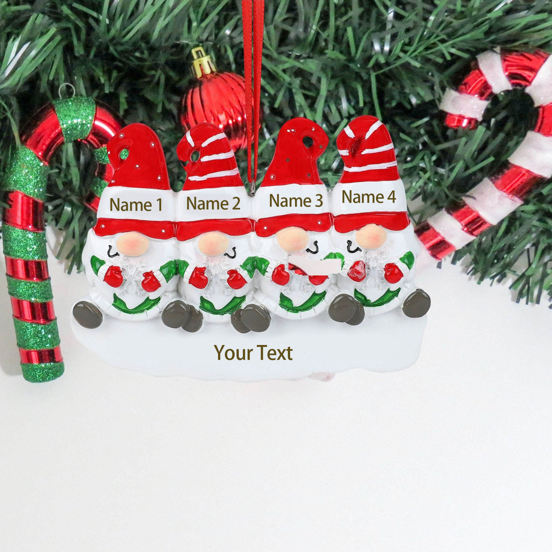 Navidad-Ornamento muñecos navideño de resina 2 nombres y 1 texto personalizados de la familia adorno del árbol
