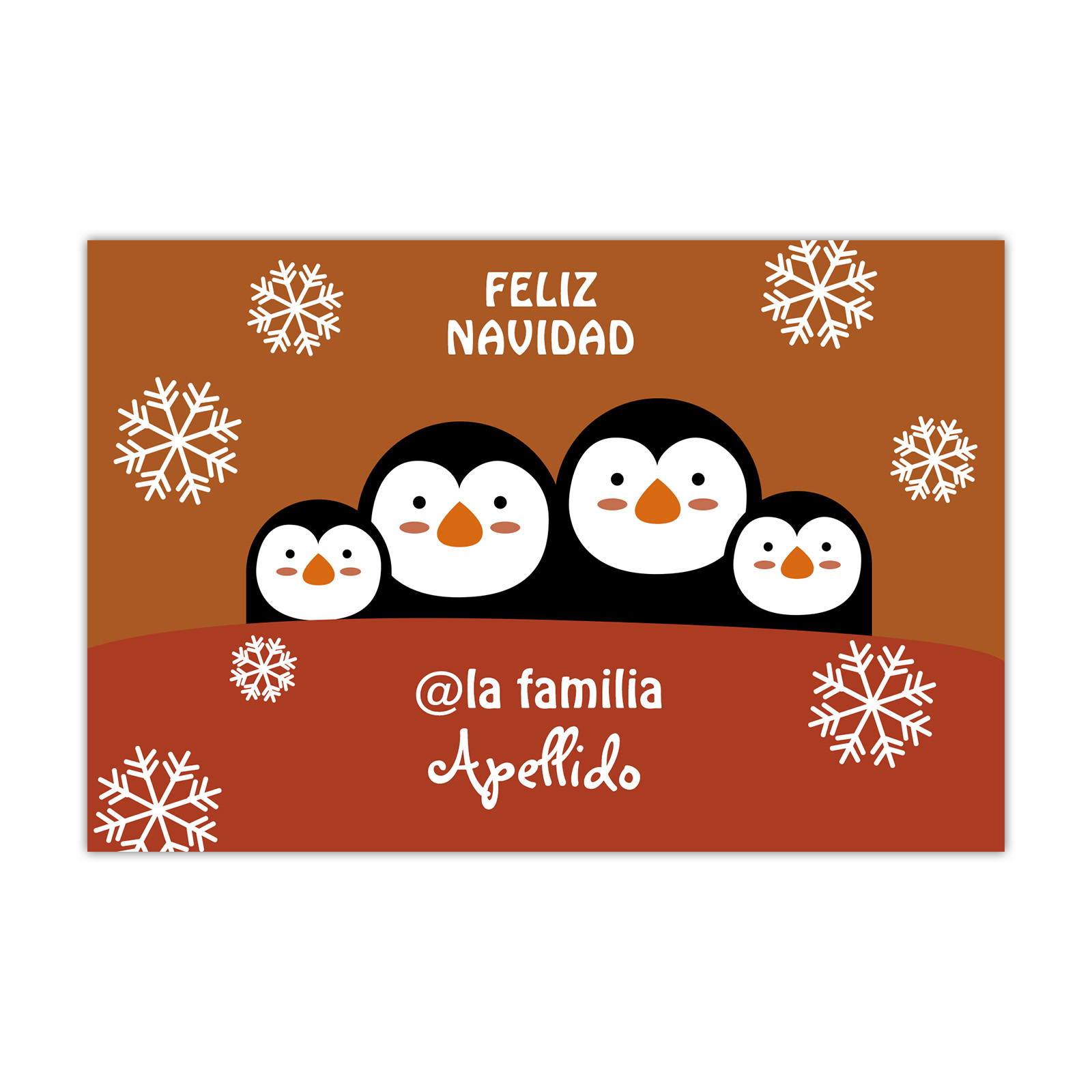 Navidad-felpudo/alfombra de entrada familia de pingüinos personalizado con apellido-Jessemade ES