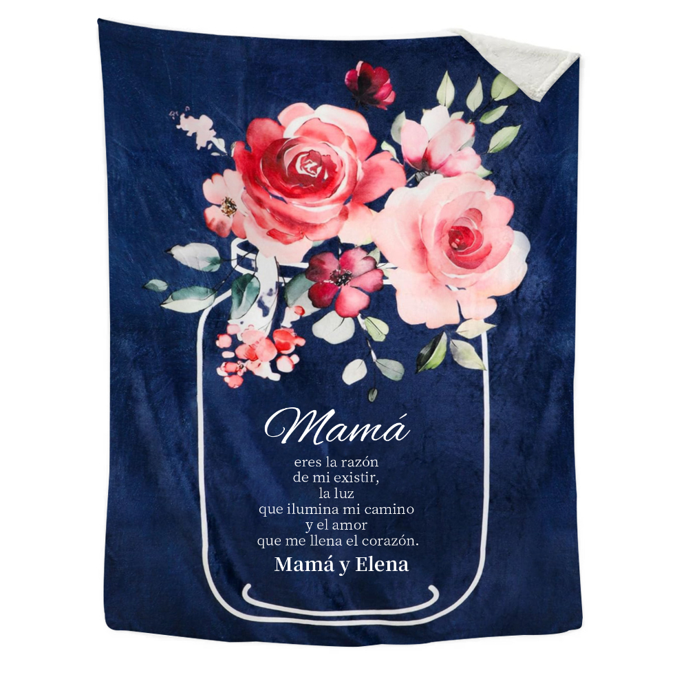 A mi mamá-Manta de buen calidad con frase amoroso y personalizada con 1 texto-Jessemade ES