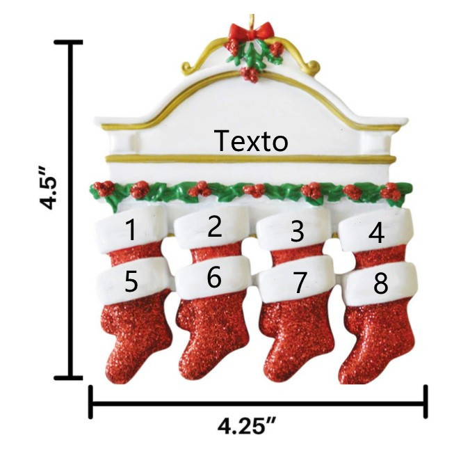 Navidad-Ornamento calcetines navideños 8 nombres personalizados con texto