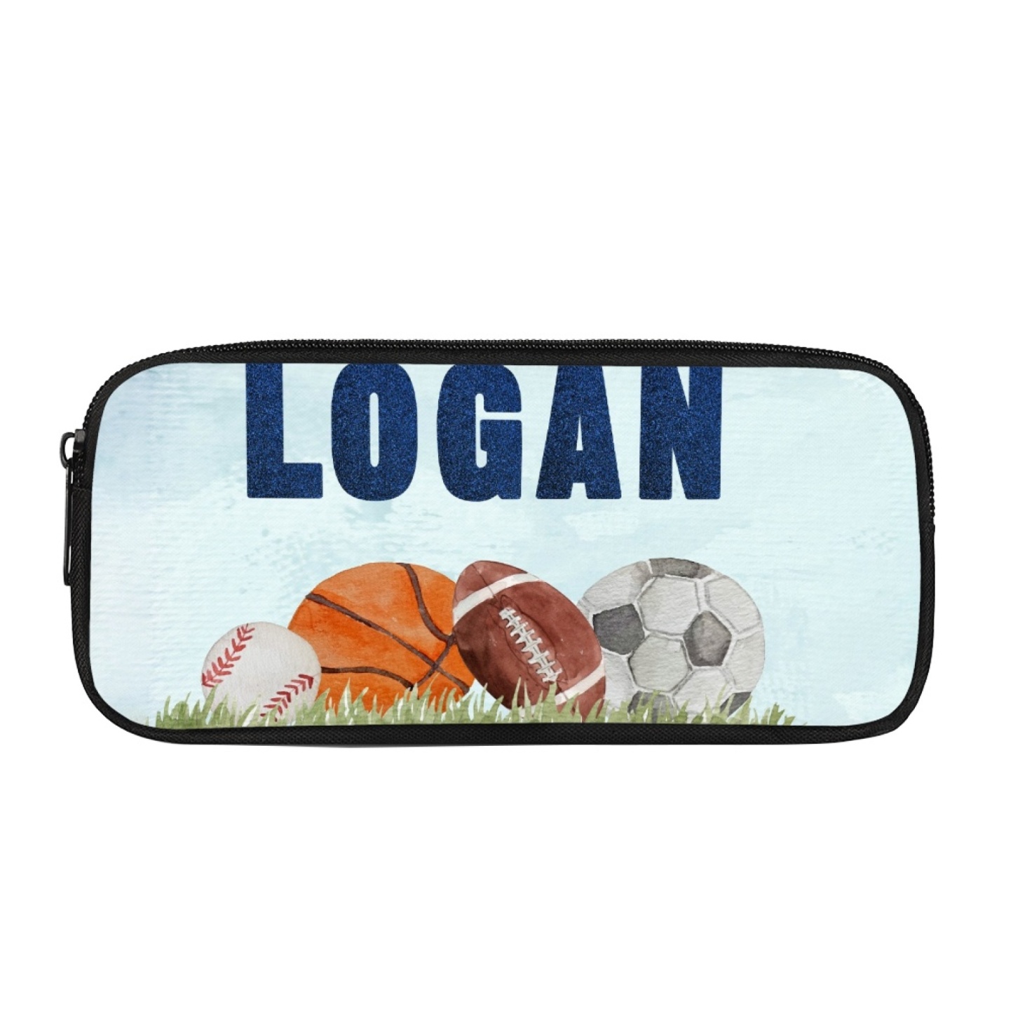 Estuche personalizado con nombre con diseños coloridos de pelota para niños