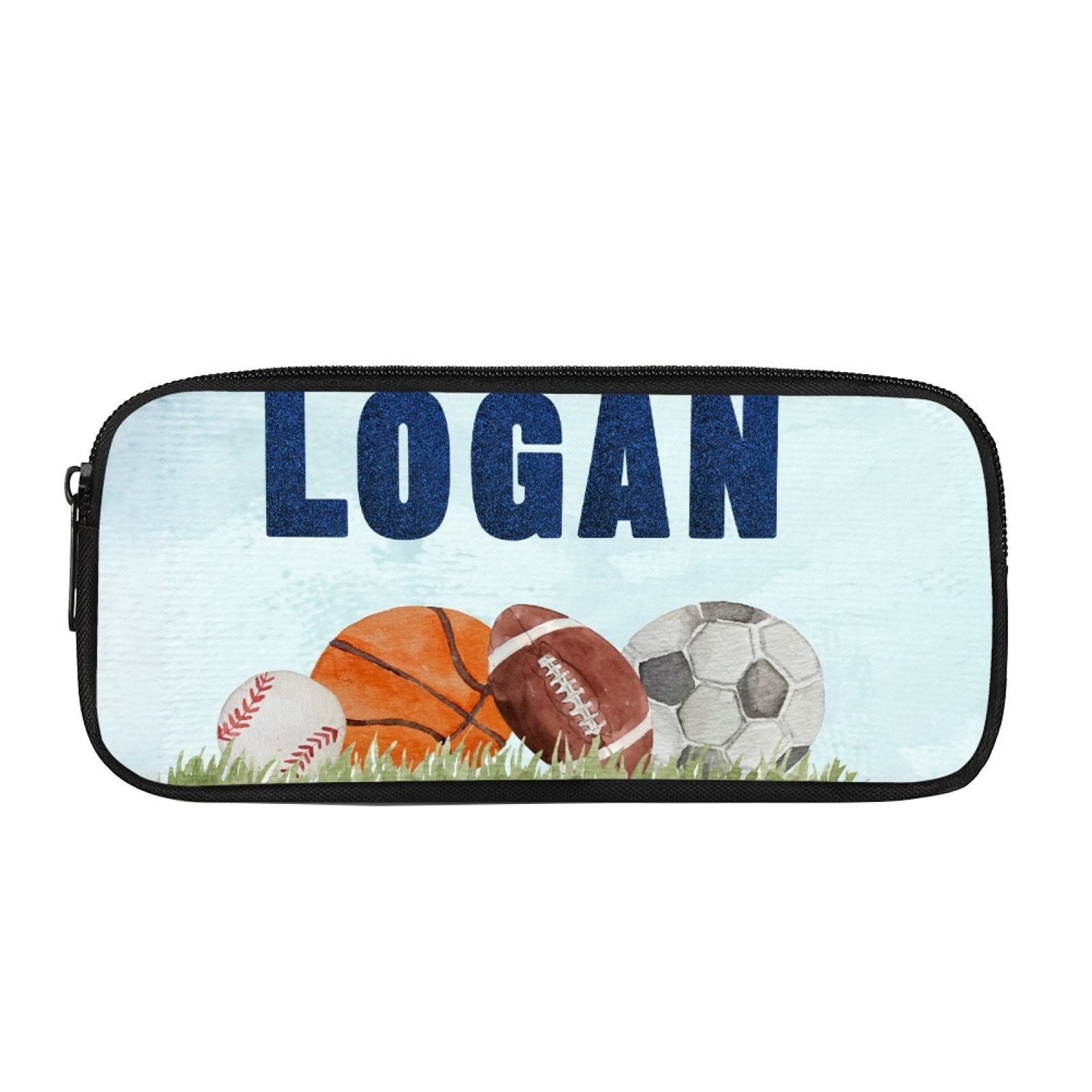 Estuche personalizado con nombre con diseños coloridos de pelota para niños