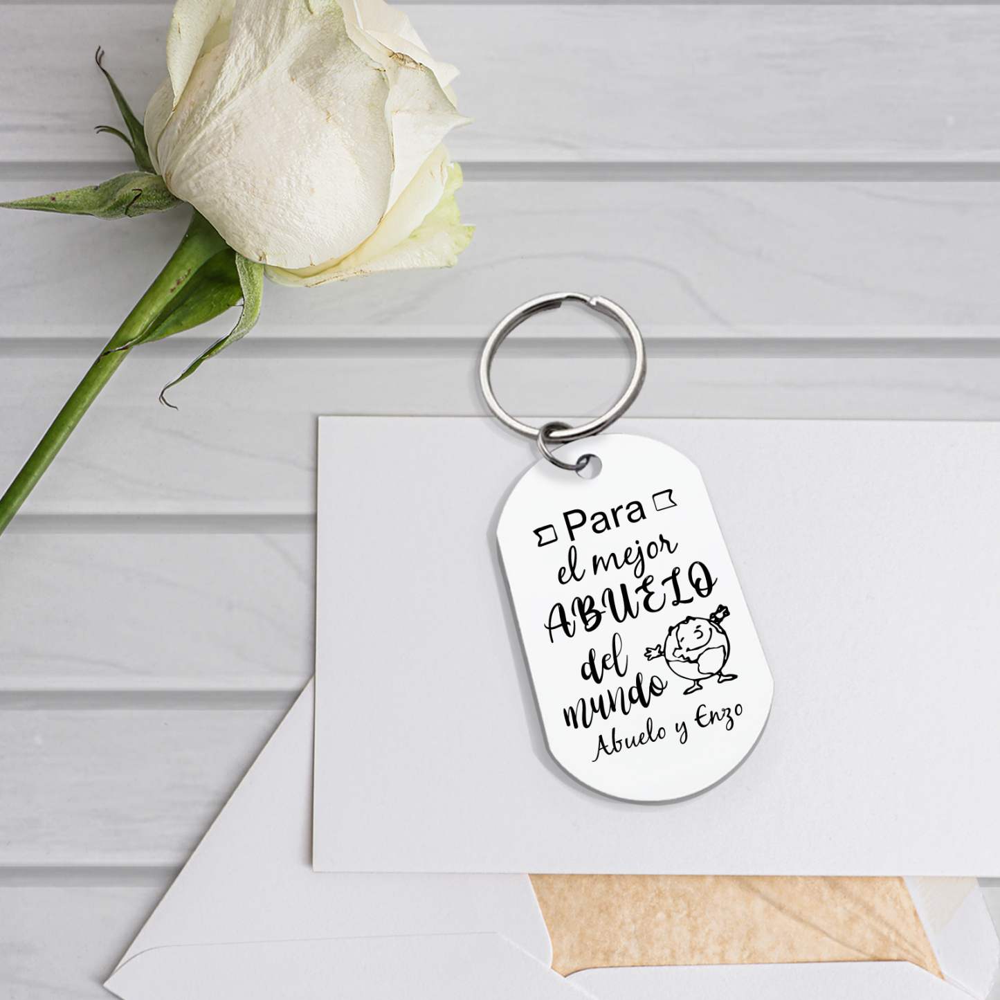 A mi abuelo-Llavero EL MEJOR ABUELO DEL MUNDO personalizado con 1 texto-Jessemade ES