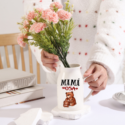 Florero de cerámica mamaosa y sus bebés 2-8 nombres personalizados con texto decoración del hogar-Jessemade ES