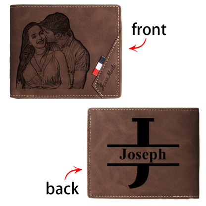 Cartera, billetera personalizada con 1 foto, 1 nombre y 1 letra monedero para hombre-Jessemade ES
