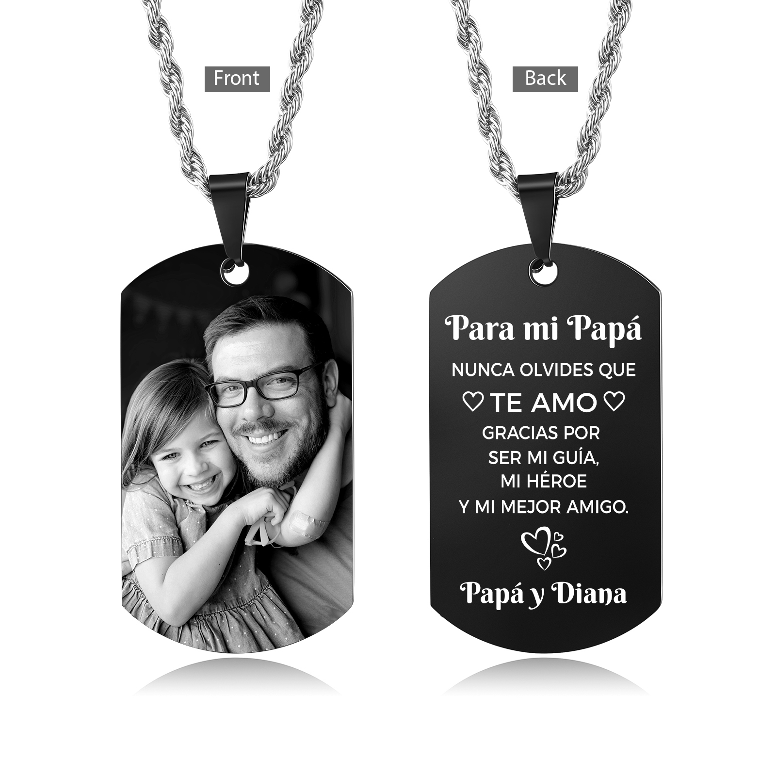 A MI PAPÁ-Collar de placa personalizada con texto y foto-Jessemade ES