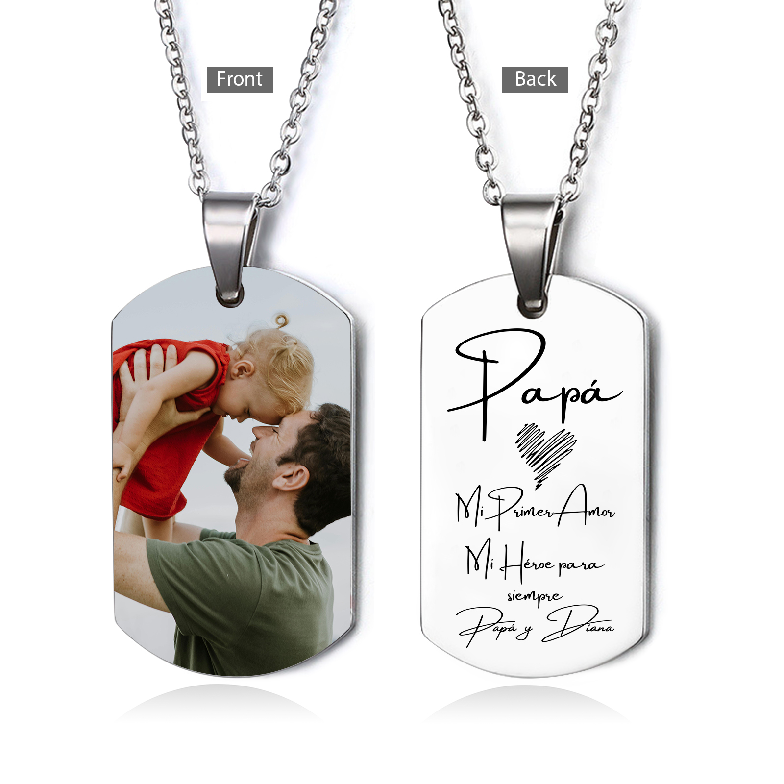 A MI PAPÁ-Collar de placa personalizada con texto y foto-Jessemade ES