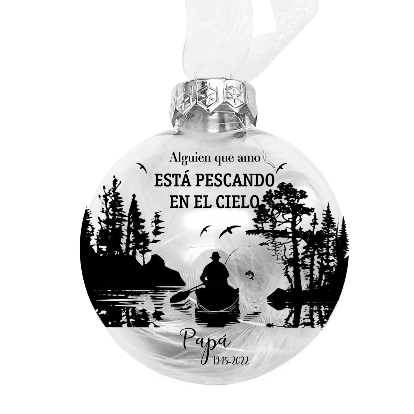 Bola navideña conmemorativa Adorno de Navidad nombre y años personalizados con pluma -Jessemade ES