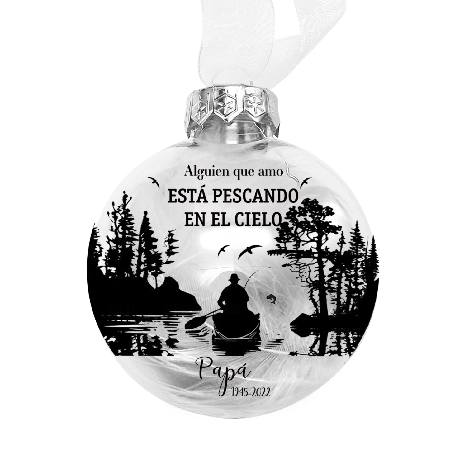 Bola navideña conmemorativa Adorno de Navidad nombre y años personalizados con pluma -Jessemade ES