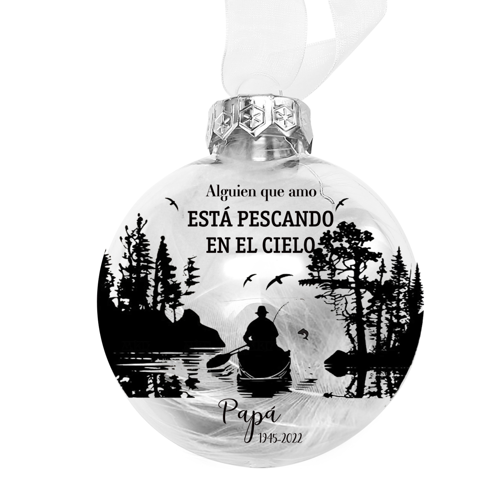 Bola navideña conmemorativa Adorno de Navidad nombre y años personalizados con pluma -Jessemade ES