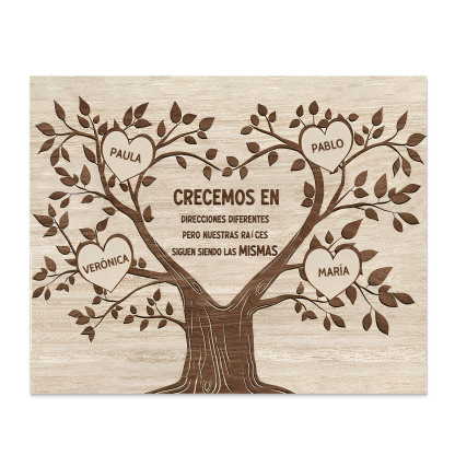 A mi familia-Lámina marco de madera Árbol de la Vida 4 nombres personalizados-Jessemade ES