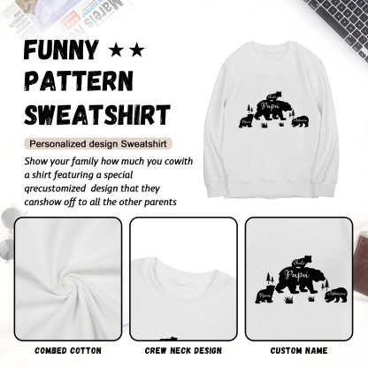 Familia-Sudadera "Oso y sus bebés" 4 nombres personalizados-Jessemade ES