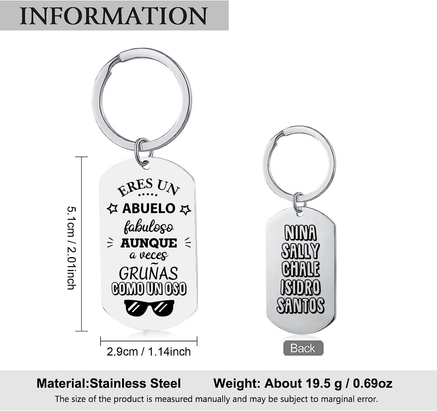 A mi abuelo-Llavero ERES UN ABUELO FABULOSO personalizado con 1-5 nombres-Jessemade ES