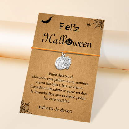 Pulsera de deseos-Unidad de pulsera y tarjeta de calabaza🎃 ¡Feliz Halloween!-Jessemade ES